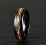 Whiskey Barrel Wood Guitar String Black Tungsten Women's Wedding Band 4MM