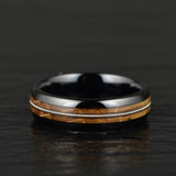 Whiskey Barrel Wood Guitar String Black Tungsten Women's Wedding Band 4MM