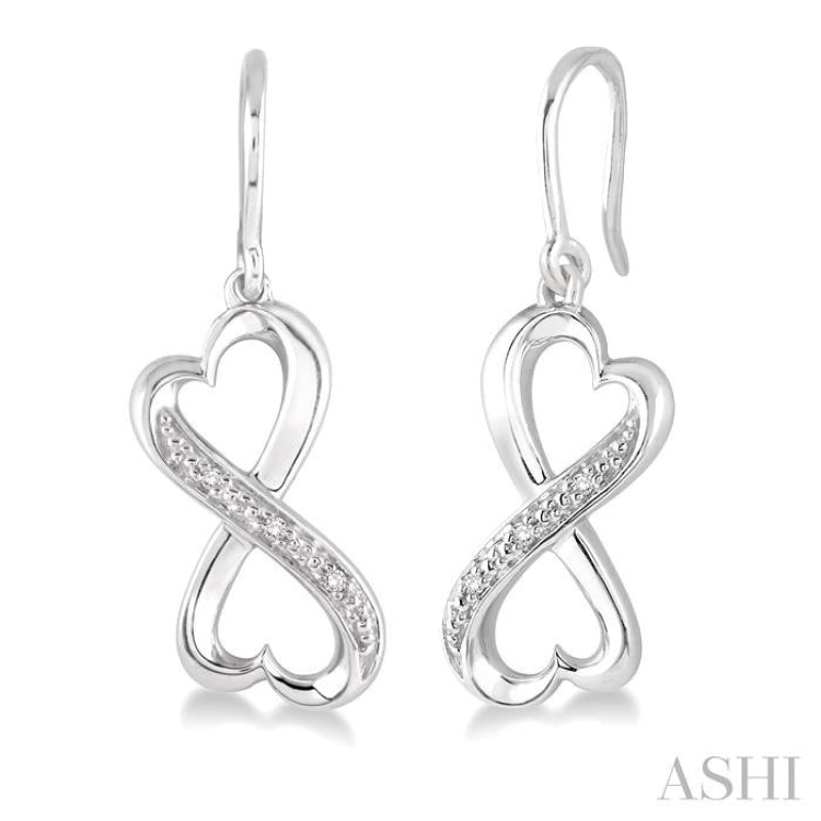 Silver Infinity Heart Shape Diamond Earrings