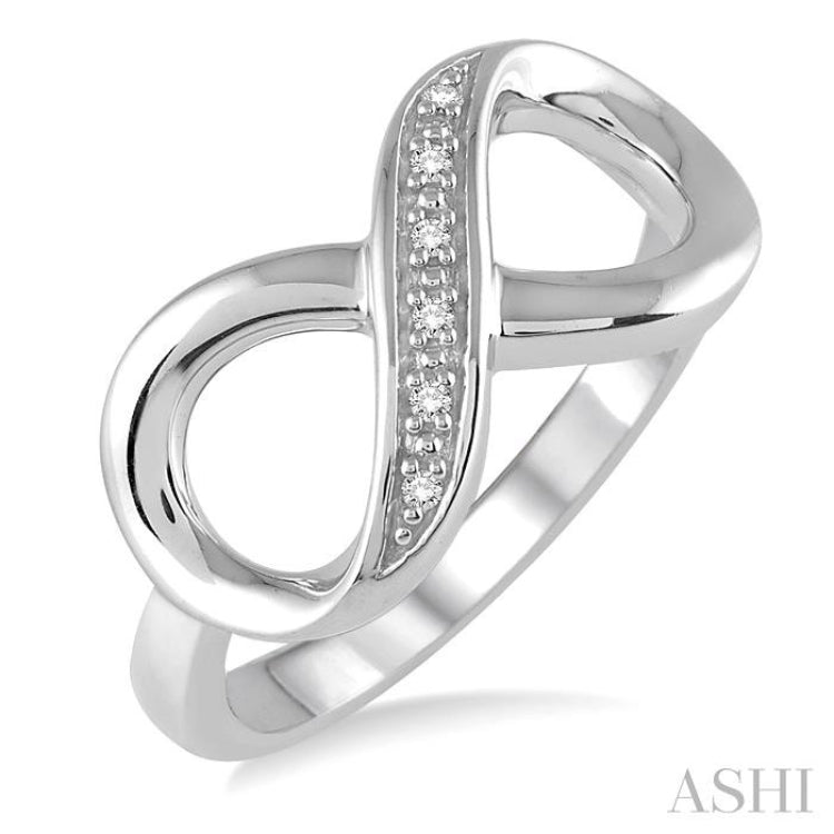 Silver Infinity Shape Diamond Ring