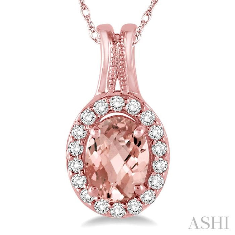Oval Shape Gemstone & Diamond Pendant