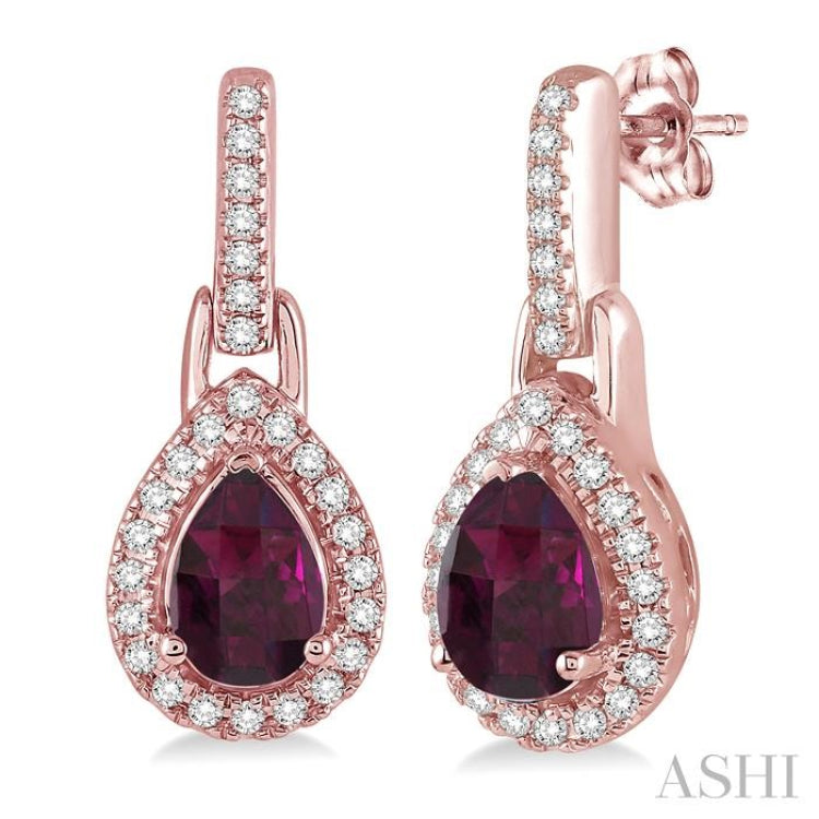 Pear Shape Gemstone & Diamond Earrings
