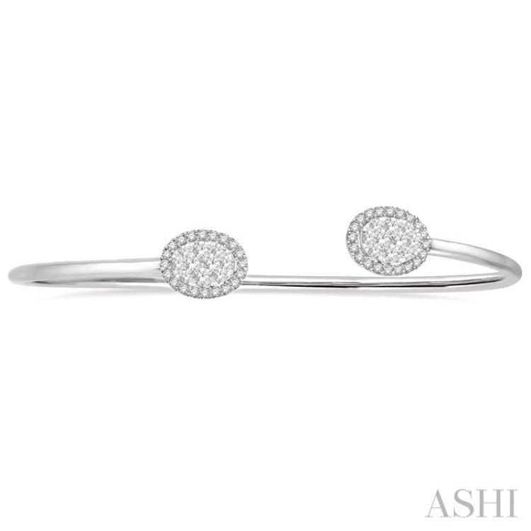 Oval Shape Lovebright Essential Cuff Open Diamond Bangle