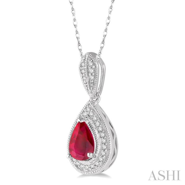 Pear Shape Gemstone & Diamond Pendant