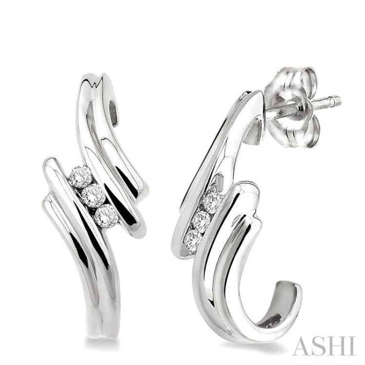 Silver 2 Stone Diamond Fashion Earrings