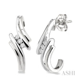Silver 2 Stone Diamond Fashion Earrings