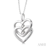 Silver Twin Heart Shape Diamond Pendant