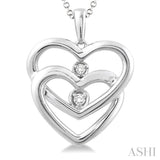 Silver Twin Heart Shape Diamond Pendant