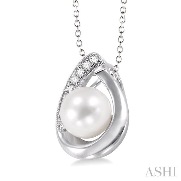 アクセサリー PRY Silver & White Pearl Chain Necklace Cuban_Link_Pearl_Necklace_8mm_
