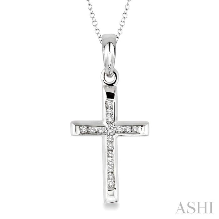 Silver Channel Set Cross Diamond Fashion Pendant