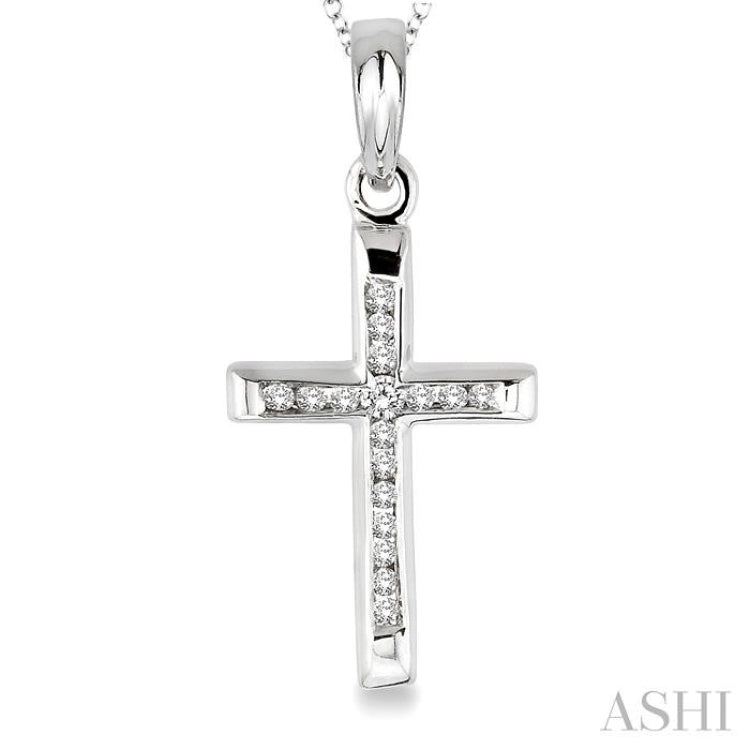 Silver Channel Set Cross Diamond Fashion Pendant