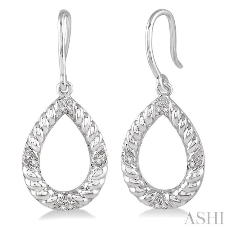Pear Shape Silver Diamond Earrings