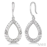 Pear Shape Silver Diamond Earrings