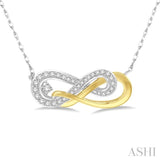 1/5 Ctw Round Cut Diamond Infinity Necklace in 14K White and Yellow Gold