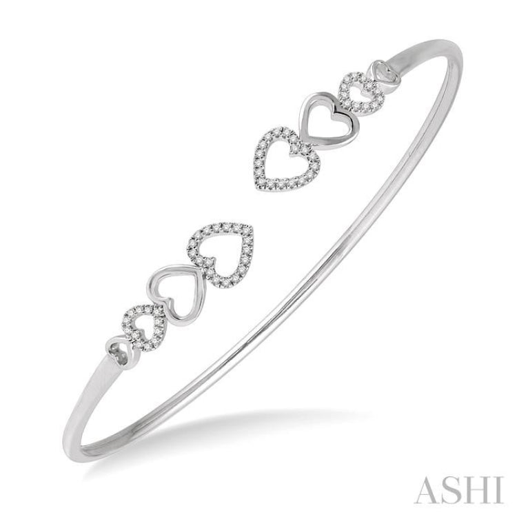 Heart Shape Diamond Flexi Open Cuff Bangle