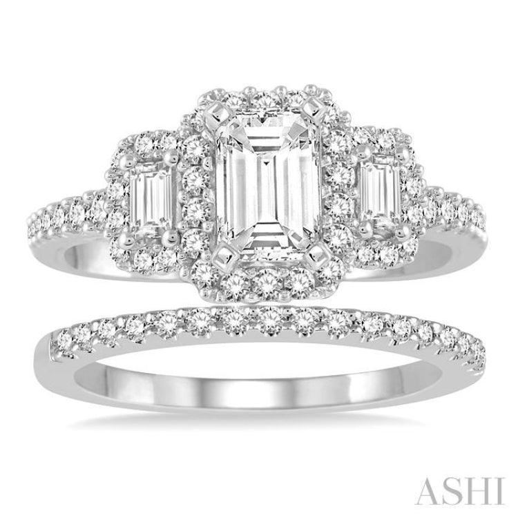 Past Present & Future Baguette Diamond Wedding Set