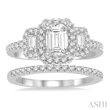 Past Present & Future Baguette Diamond Wedding Set