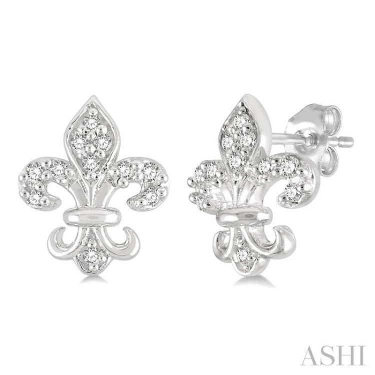 Fleur De Lis Petite Diamond Earrings