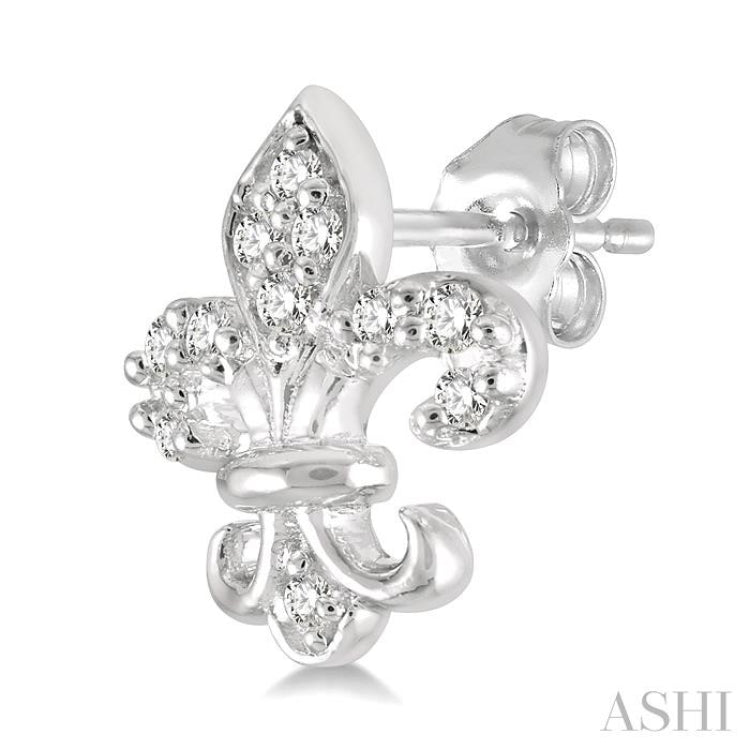 Fleur De Lis Petite Diamond Earrings