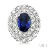 Oval Shape Gemstone & Diamond Earrings