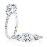 Cushion Shaped Halo Diamond Engagement Ring with Single Shared Pave Band