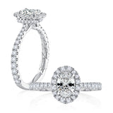 Hidden Halo Oval Cut Diamond Solitaire Engagement Ring with Quilted Interior