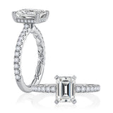 Round Center Shared Prong Diamond Engagement Ring with Quilted Interior