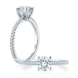 Oval Cut Diamond Solitaire Engagement Ring with Hidden Halo and Peek-A-Boo Diamonds