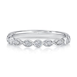 Round and Marquise Shape Diamond Half Way Anniversary Band