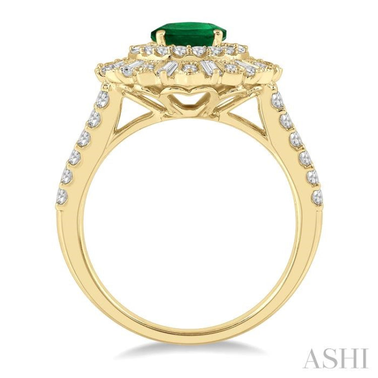 Oval Shape Gemstone & Baguette Diamond Ring