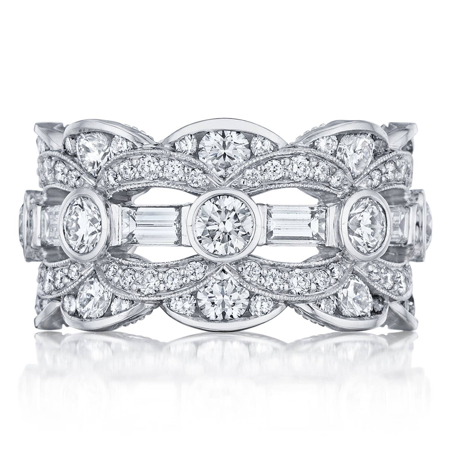 Round and Baguette Diamond Design Eternity Band