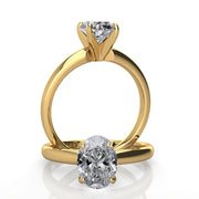 Oval 2.50 E VS1 Lab Grown Diamond, JFS526 Oval 14kt Yellow Gold Thin Prongs, Size 6.5
