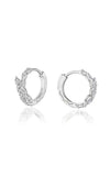 Medium Hoop Pear Diamond Earrings in 18k White Gold