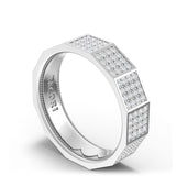 Diamond Faceted - Full Coverage Wedding Band in High Polish  - 6mm