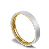 Classic Two-Tone Flat Wedding Band in Brushed Finish