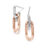 "Double Link Earrings, Milgrain Two-Tone"