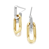 "Double Link Earrings, Milgrain Two-Tone"