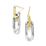 "Double Link Earrings, Milgrain Two-Tone"