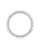 Round Bezel Droplet Wedding Band with Black Diamond