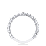 Round Bezel Droplet Wedding Band with Black Diamond