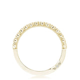 Round Bezel Droplet Wedding Band with Black Diamond