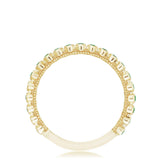 Round Bezel Droplet Wedding Band with Emerald