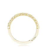 Round Bezel Droplet Wedding Band with Emerald