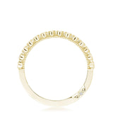 Round Bezel Droplet Wedding Band with Sapphire