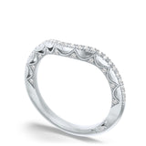 French Pavé Diamond Contour Wedding Band