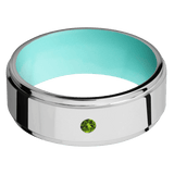 14K White Gold + Polish , Satin Finish + Robins Egg Blue