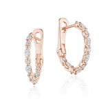 Marquise and Round Small Diamond Hoop Earrings in 18kt Rose Gold