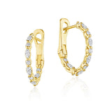 Marquise and Round Small Diamond Hoop Earrings in 18kt Yellow Gold