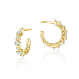 Carré and Round Diamond Hoop Earrings in 18kt Yellow Gold