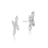 Marquise and Round Diamond Stud Earrings in 18kt White Gold